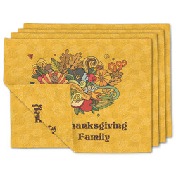 Happy Thanksgiving Double-Sided Linen Placemat - Set of 4 w/ Name or Text
