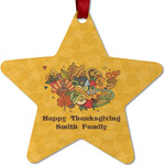 Happy Thanksgiving Metal Star Ornament - Double Sided w/ Name or Text