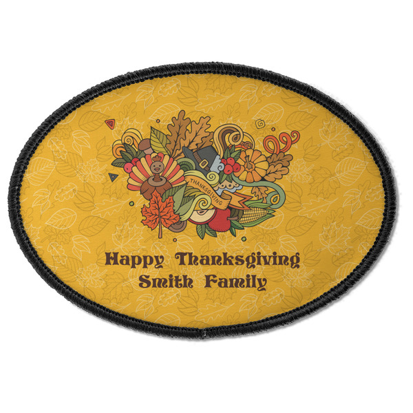 Custom Happy Thanksgiving Iron On Oval Patch w/ Name or Text