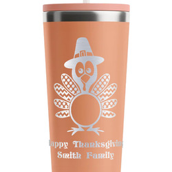 Happy Thanksgiving RTIC Everyday Tumbler with Straw - 28oz - Peach - Double-Sided (Personalized)