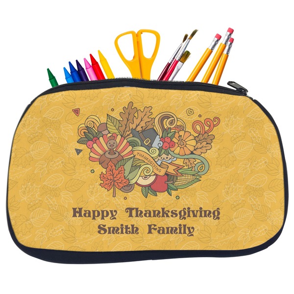 Custom Happy Thanksgiving Neoprene Pencil Case - Medium w/ Name or Text