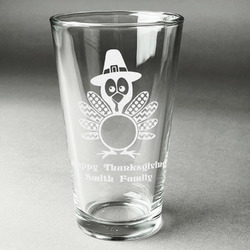 Happy Thanksgiving Pint Glass - Engraved (Single) (Personalized)
