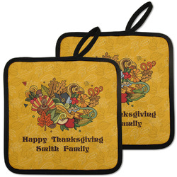 Happy Thanksgiving Pot Holders - Set of 2 w/ Name or Text
