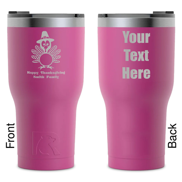 Custom Happy Thanksgiving RTIC Tumbler - Magenta - Laser Engraved - Double-Sided (Personalized)