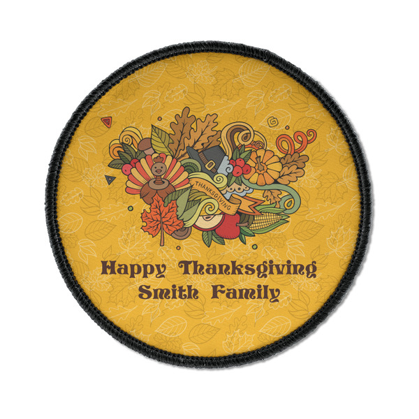 Custom Happy Thanksgiving Iron On Round Patch w/ Name or Text