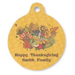 Happy Thanksgiving Round Pet ID Tag - Large (Personalized)