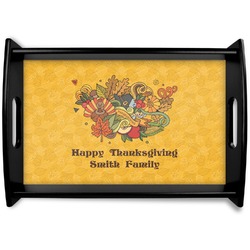 Happy Thanksgiving Black Wooden Tray - Small (Personalized)