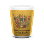 Happy Thanksgiving Ceramic Shot Glass - 1.5 oz - White - Set of 4 (Personalized)