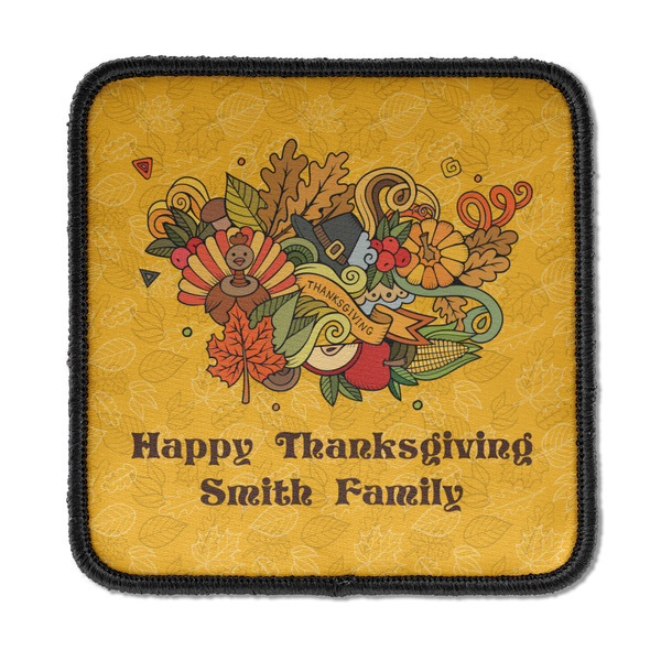 Custom Happy Thanksgiving Iron On Square Patch w/ Name or Text