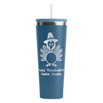 Happy Thanksgiving RTIC Everyday Tumbler with Straw - 28oz - Steel Blue - Double-Sided (Personalized)