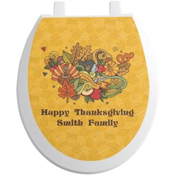 Happy Thanksgiving Toilet Seat Decal - Round (Personalized)