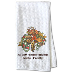 Happy Thanksgiving Kitchen Towel - Waffle Weave - Partial Print (Personalized)