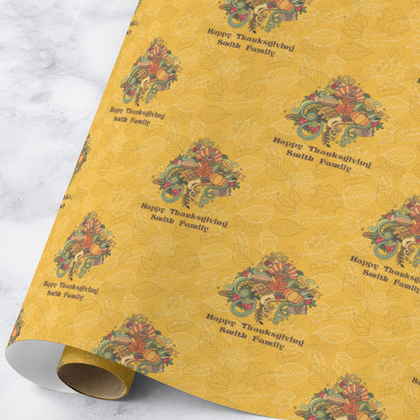 Custom Happy Thanksgiving Wrapping Paper Roll - Large - Matte (Personalized)