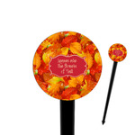 Fall Leaves 4" Round Plastic Food Picks - Black - Single Sided