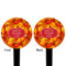 Fall Leaves Black Plastic 4" Food Pick - Round - Double Sided - Front & Back