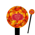 Fall Leaves 6" Round Plastic Food Picks - Black - Single Sided