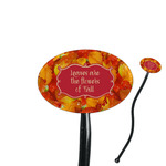 Fall Leaves 7" Oval Plastic Stir Sticks - Black - Single Sided