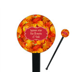 Fall Leaves 7" Round Plastic Stir Sticks - Black - Single Sided