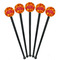 Fall Leaves Black Plastic 7" Stir Stick - Round - Fan View