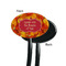 Fall Leaves Black Plastic 7" Stir Stick - Single Sided - Oval - Front & Back