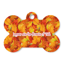 Fall Leaves Bone Shaped Dog ID Tag - Large