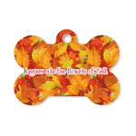 Fall Leaves Bone Shaped Dog ID Tag - Small