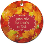 Fall Leaves Round Ceramic Ornament