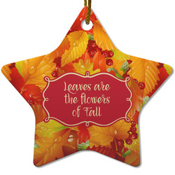 Fall Leaves Star Ceramic Ornament