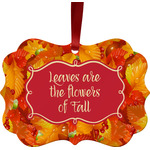 Fall Leaves Metal Frame Ornament - Double Sided