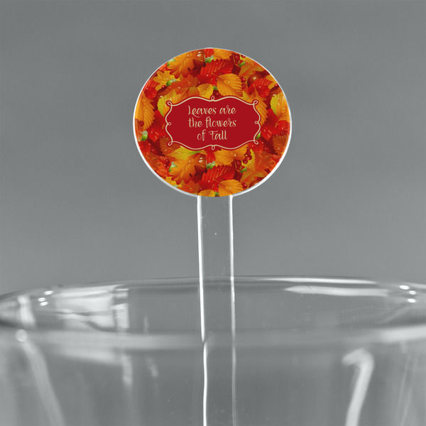 Custom Fall Leaves 7" Round Plastic Stir Sticks - Clear