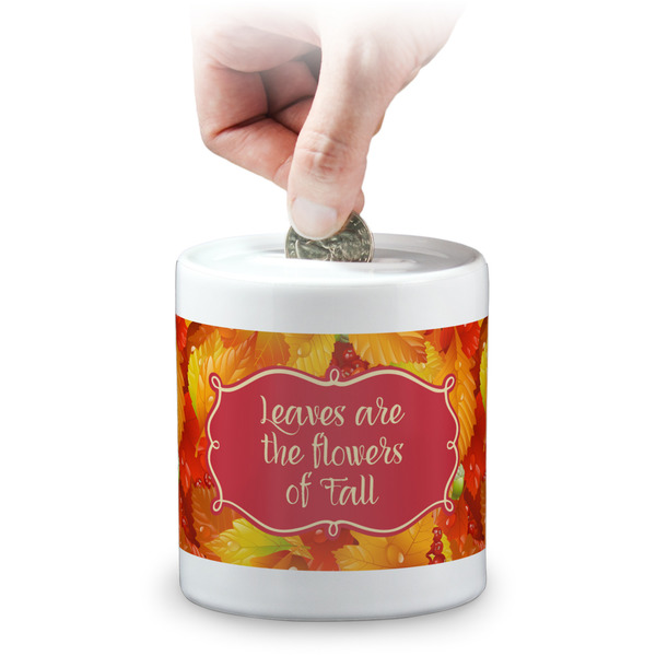 Custom Fall Leaves Coin Bank