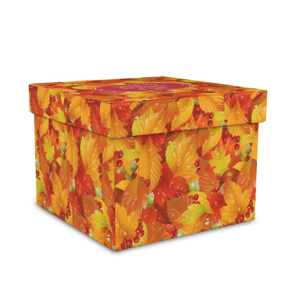 Custom Fall Leaves Gift Box with Lid - Canvas Wrapped - Medium