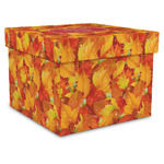 Fall Leaves Gift Box with Lid - Canvas Wrapped - X-Large