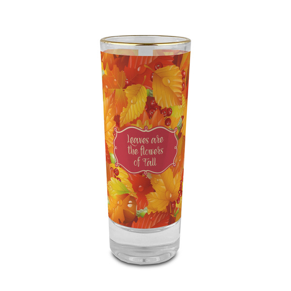 Custom Fall Leaves 2 oz Shot Glass - Glass with Gold Rim