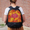 Fall Leaves Large Backpack - Black - On Back