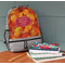 Fall Leaves Large Backpack - Gray - On Desk