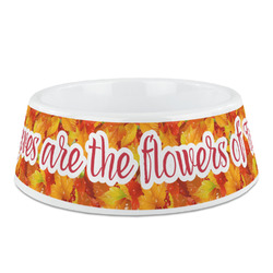 Fall Leaves Plastic Dog Bowl - Medium