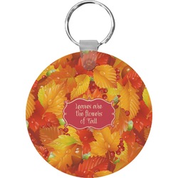 Fall Leaves Round Plastic Keychain