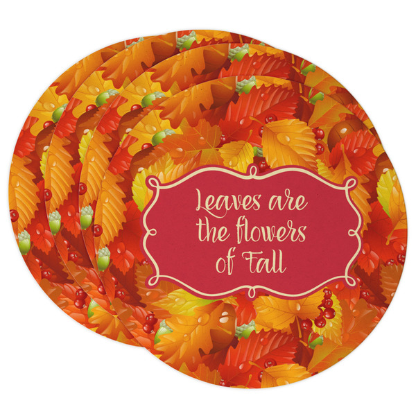 Custom Fall Leaves Round Paper Coasters