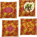 Fall Leaves Set of 4 Glass Square Lunch / Dinner Plate 9.5"