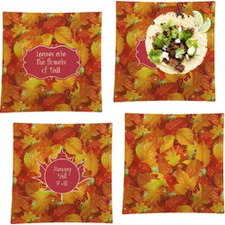 Fall Leaves Set of 4 Glass Square Lunch / Dinner Plate 9.5"