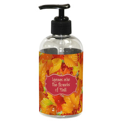 Fall Leaves Plastic Soap / Lotion Dispenser (8 oz - Small - Black)