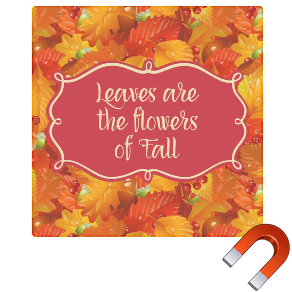 Custom Fall Leaves Square Car Magnet - 6"