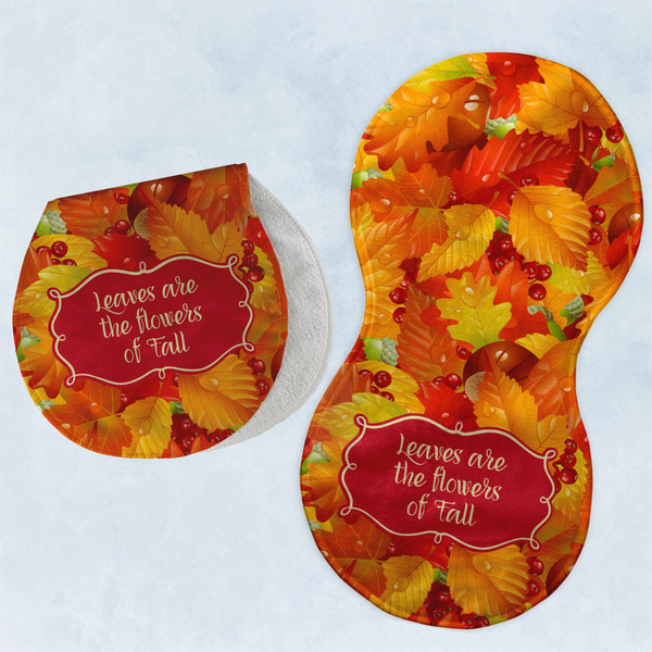 Custom Fall Leaves Burp Pads - Velour - Set of 2