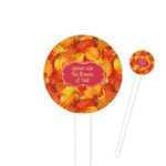 Fall Leaves 4" Round Plastic Food Picks - White - Single Sided