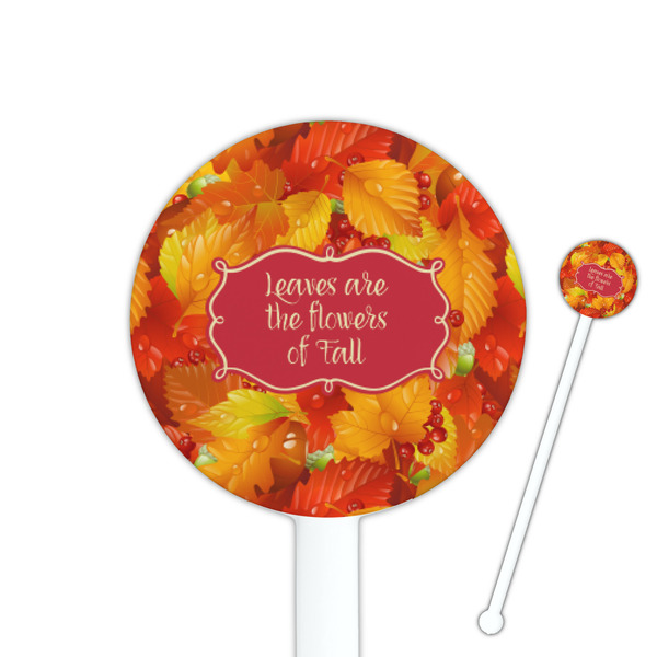 Custom Fall Leaves 5.5" Round Plastic Stir Sticks - White - Single Sided