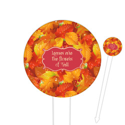 Fall Leaves 6" Round Plastic Food Picks - White - Double Sided