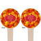 Fall Leaves Wooden 4" Food Pick - Round - Double Sided - Front & Back