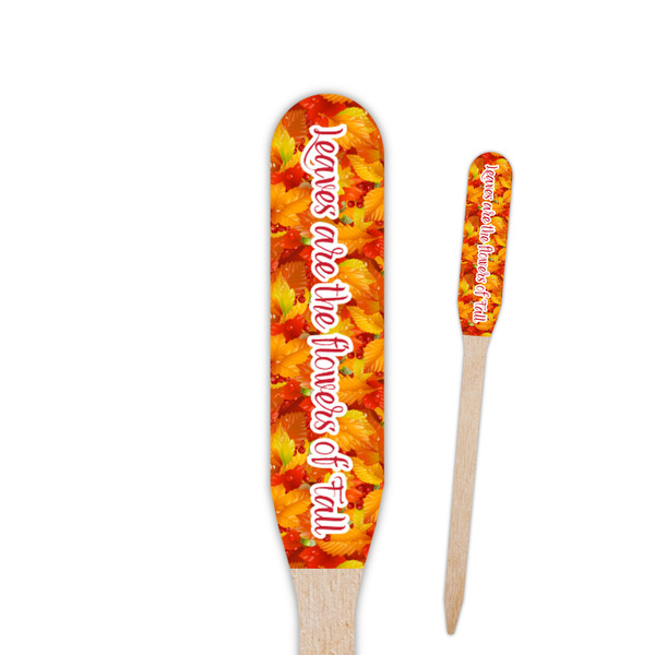 Custom Fall Leaves Paddle Wooden Food Picks - Double Sided