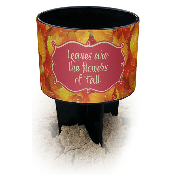 Custom Fall Leaves Black Beach Spiker Drink Holder